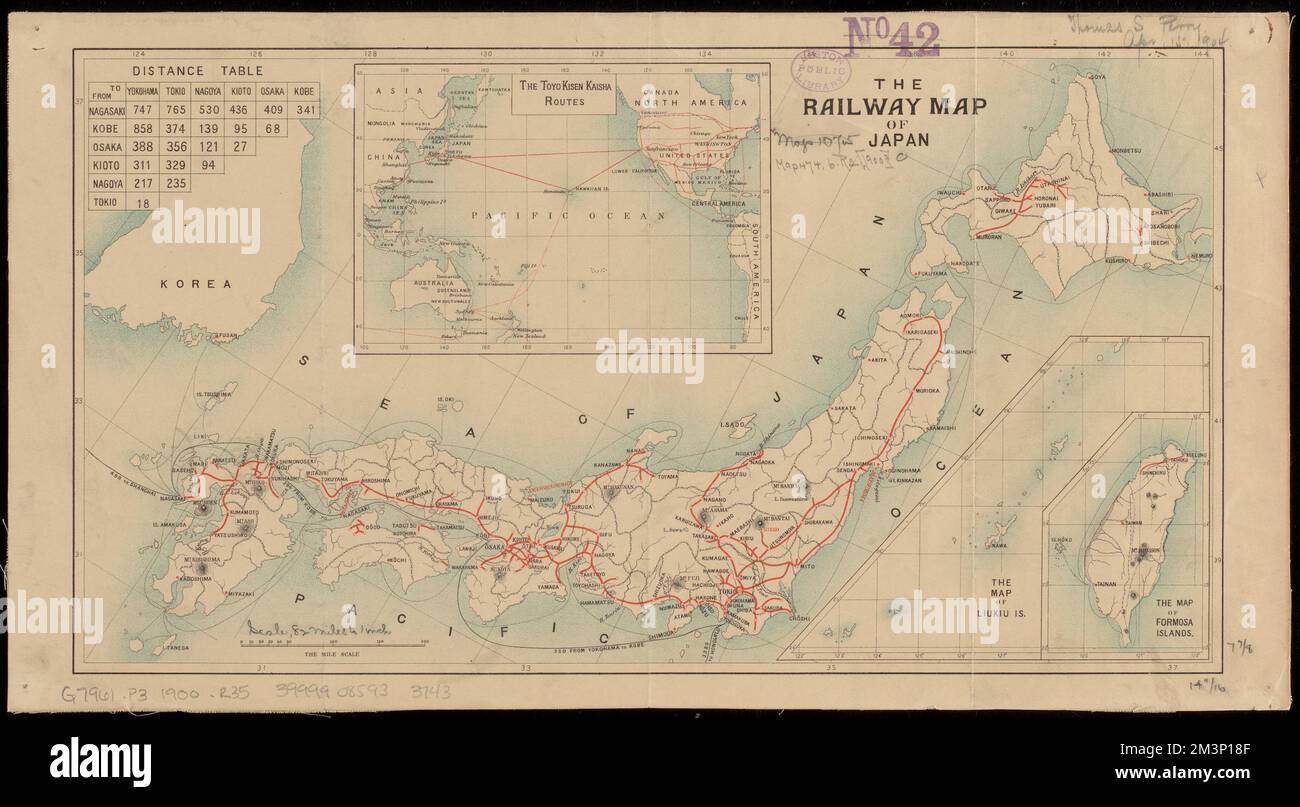 La carte ferroviaire du Japon , Railroads, Japon, cartes, Japon, Cartes Norman B. Leventhal Map Centre Collection Banque D'Images
