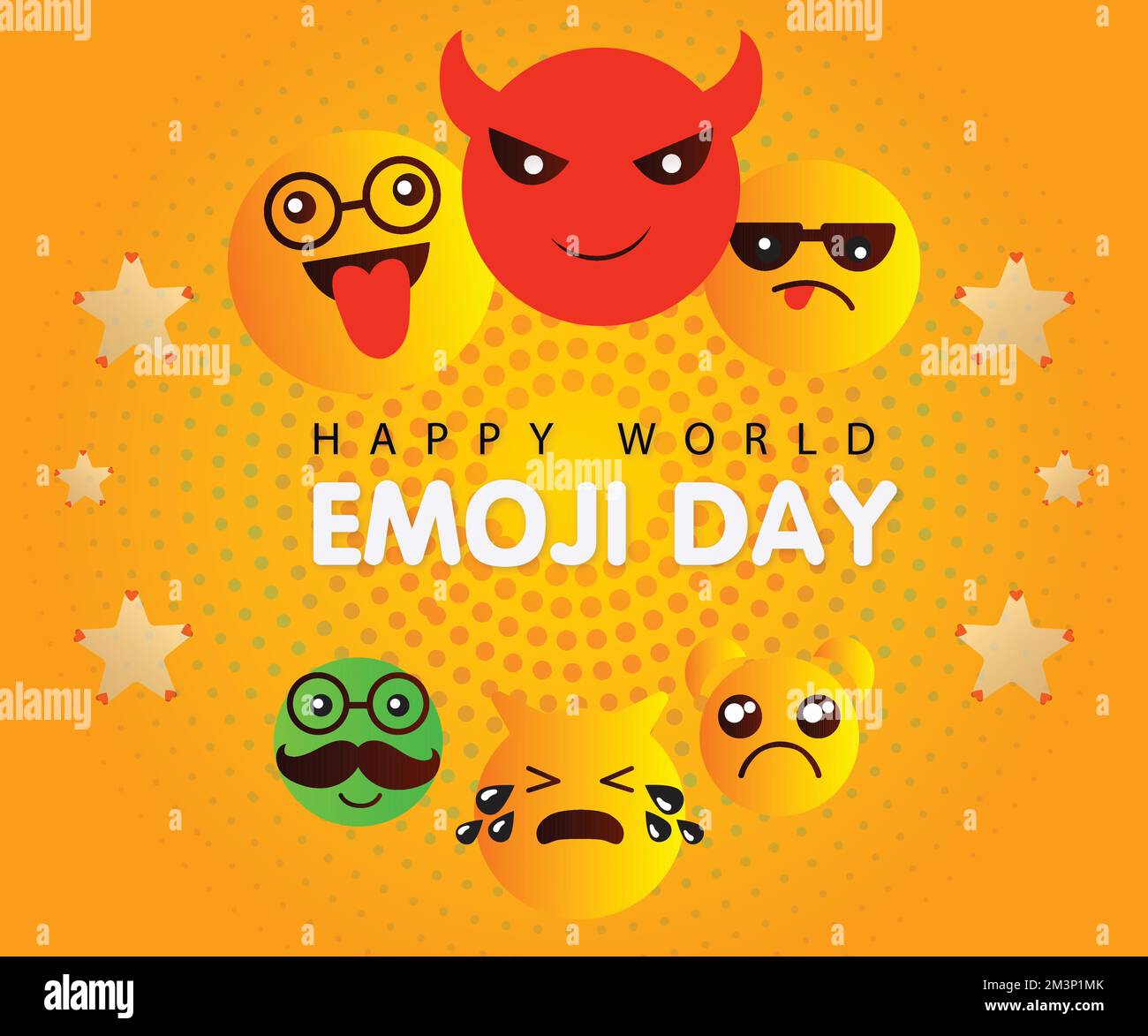 Happy World Smile Day emoji composition 17 juillet Illustration de Vecteur