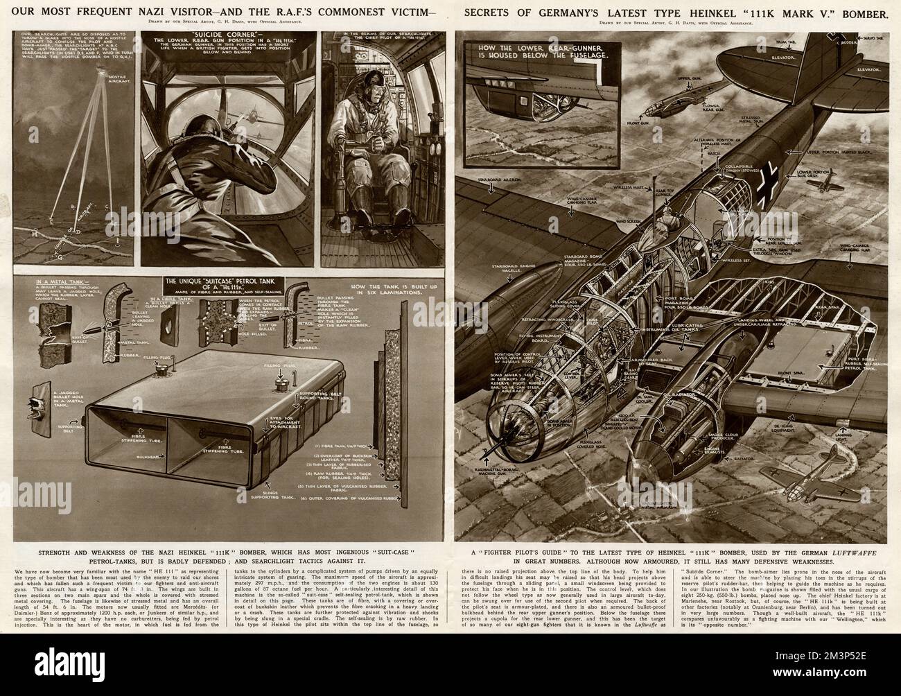 Avion allemand, le Heinkel, par G. H. Davis Banque D'Images