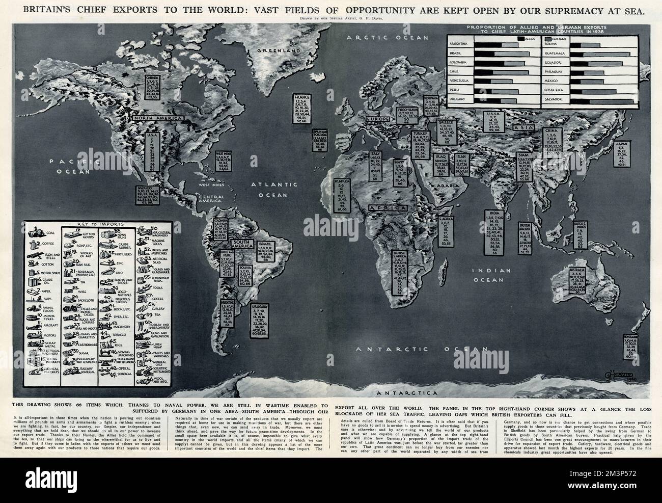 Le chef des exportations britanniques vers le monde par G. H. Davis Banque D'Images