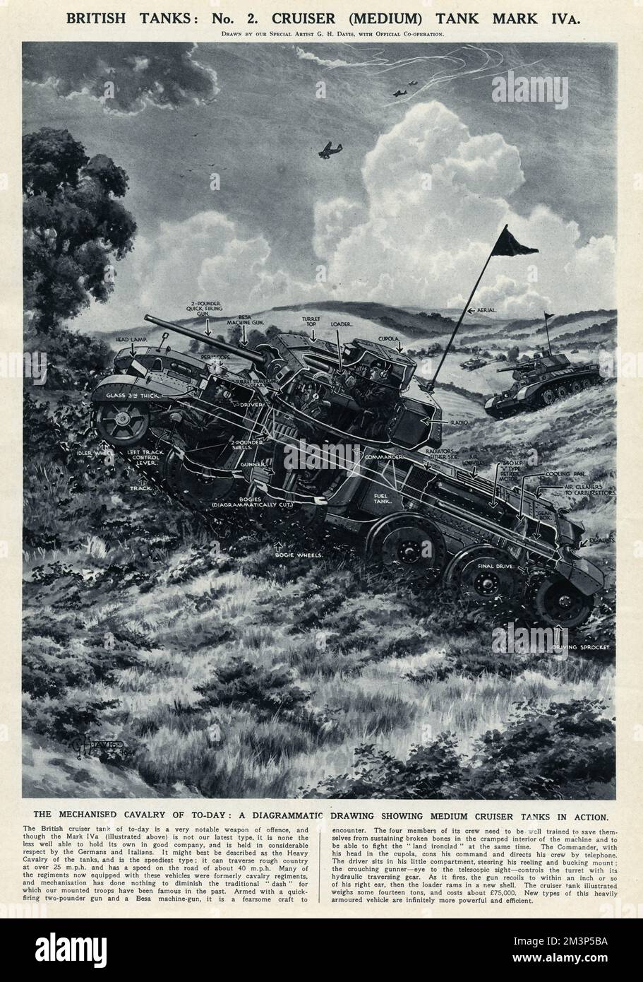 Char britannique Mark IVA par G. H. Davis Banque D'Images