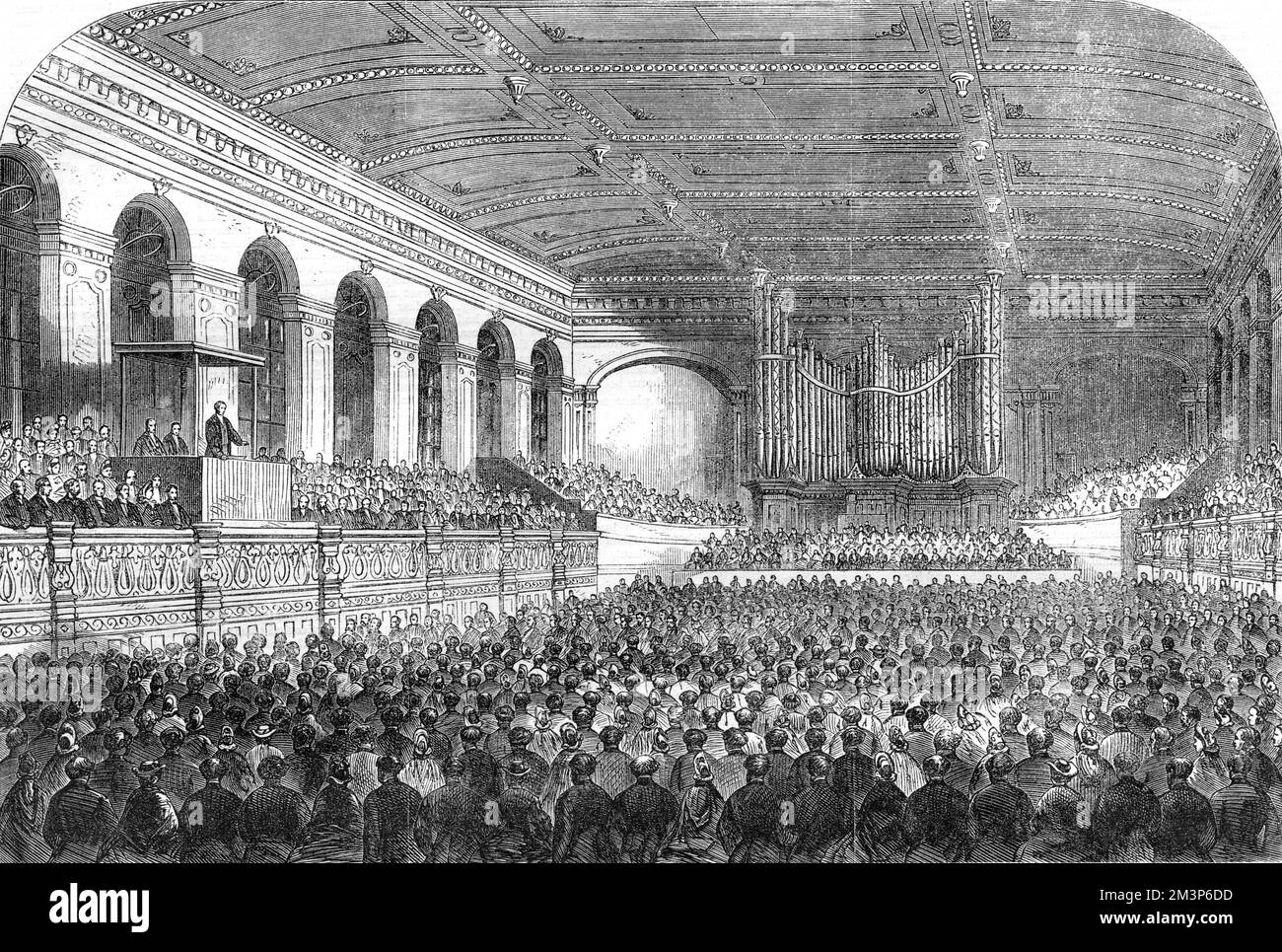 À l'hôtel de ville, Sir William Armstrong prononce le discours d'ouverture de la réunion de la British Association à Newcastle-on-Tyne Date : septembre 1863 Banque D'Images