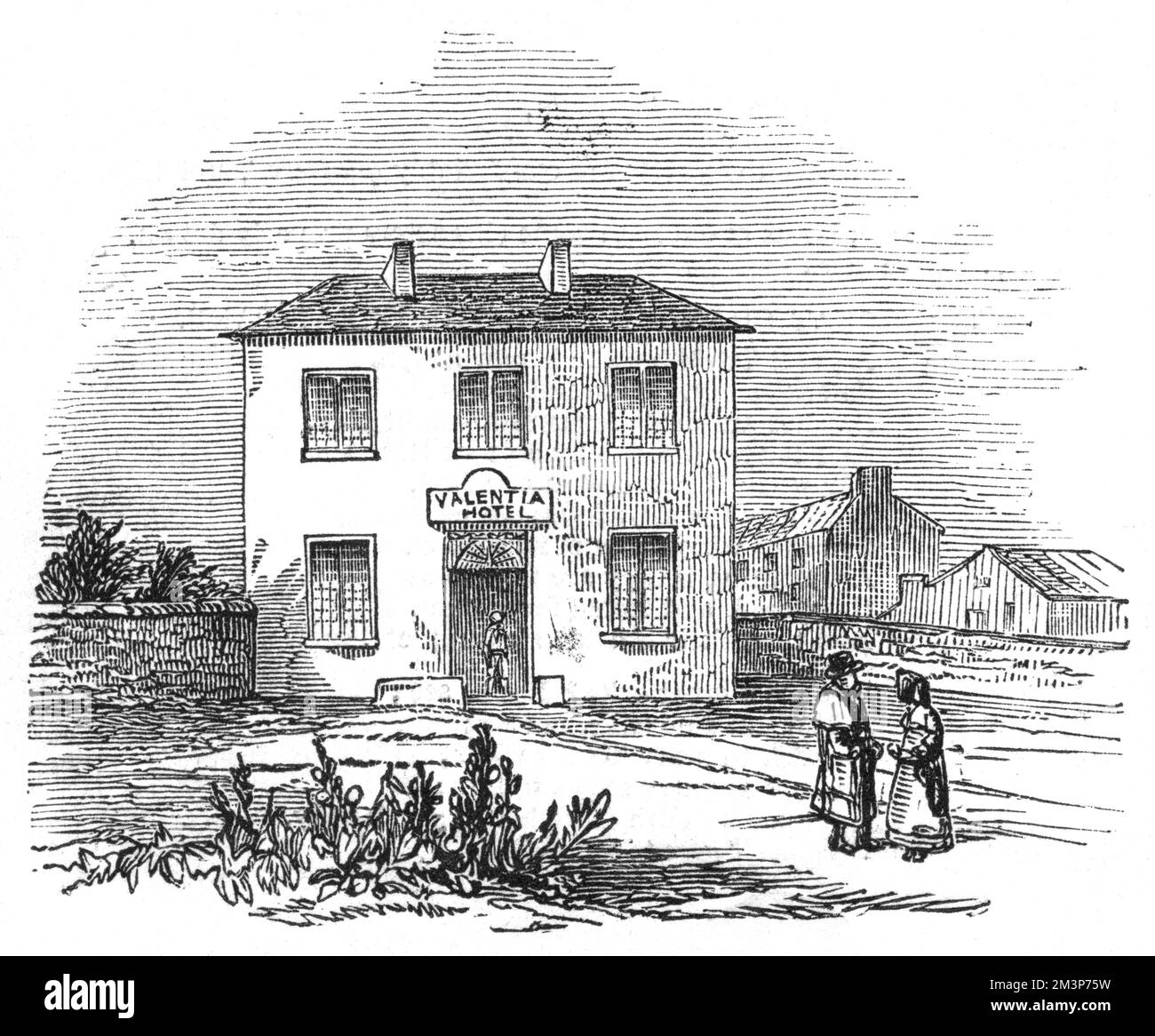 L'hôtel sur l'île de Valentia (Valencia), au large de la côte du comté de Kerry, Irlande 1846 Banque D'Images