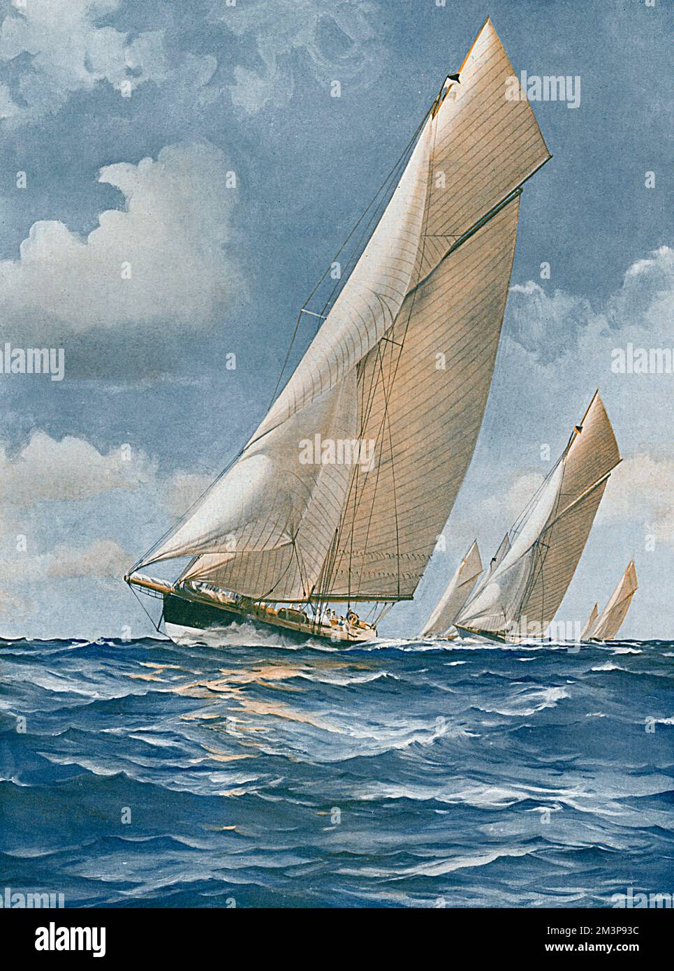 'Sur la dernière partie de la course' Une scène au point culminant d'une course de yacht à Cowes, île de Wight Date: 1914 Banque D'Images