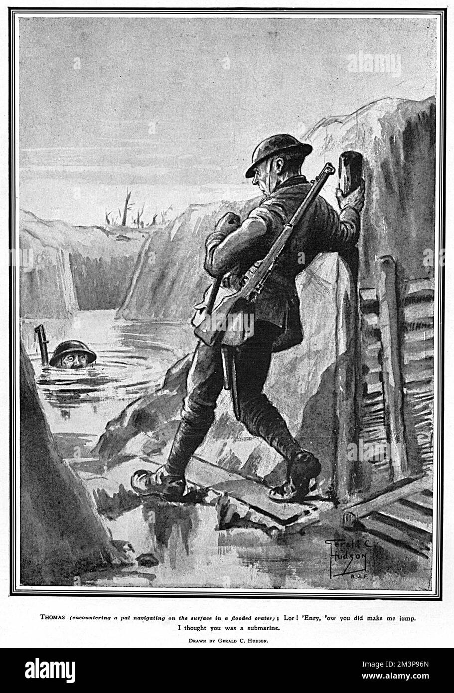 Periscope and All par Gerald C. Hudson, WW1 Banque D'Images
