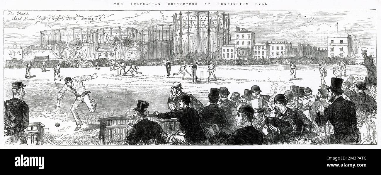 Match de cricket, Angleterre vs Australie à l'Oval 1880 Banque D'Images