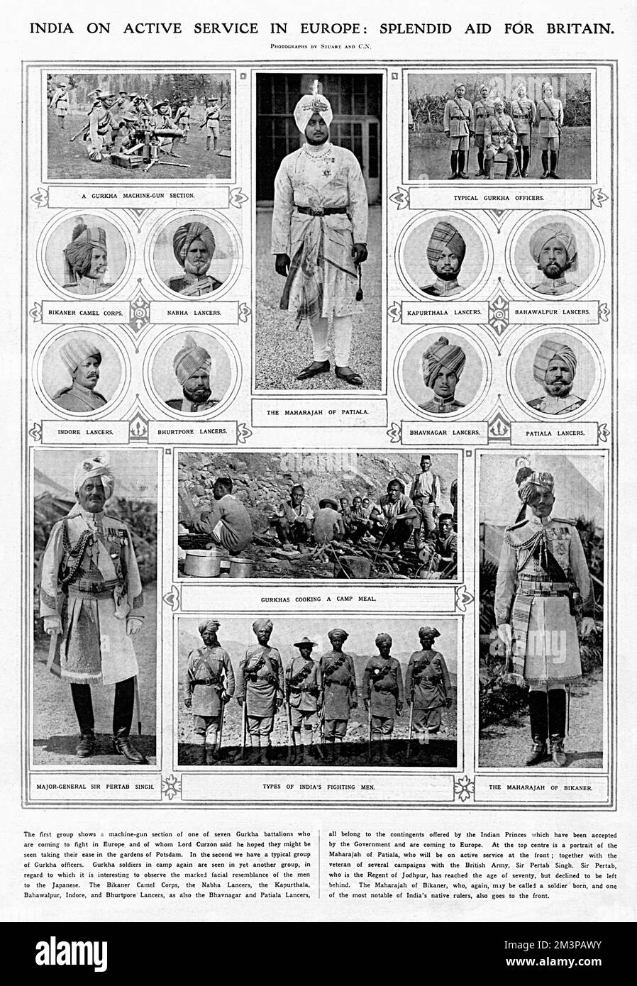 Divers groupes et individus indiens se battent tous avec l'armée britannique pendant la première Guerre mondiale Date: 1914 Banque D'Images