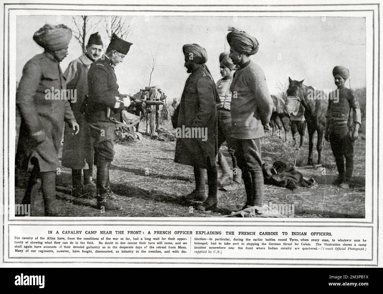 Soldats indiens et français près du front pendant la première Guerre mondiale Banque D'Images