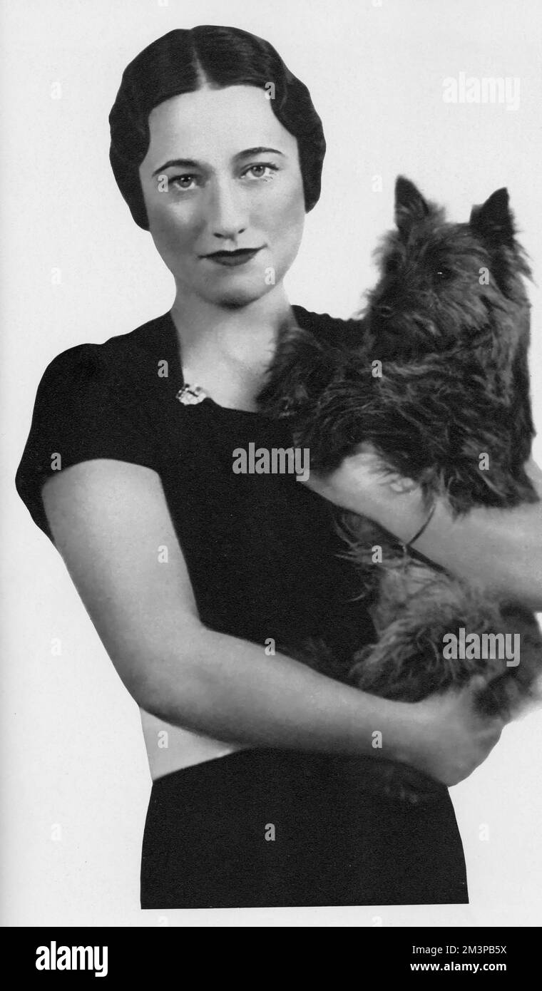 Wallis Simpson, c1936. Wallis, duchesse de Windsor (1896-1986), socialite américaine et épouse de l'ancien roi Edward VIII Leur intention de se marier et son statut de divorcée ont provoqué une crise constitutionnelle qui a conduit à l'abdication d'Edward. Banque D'Images