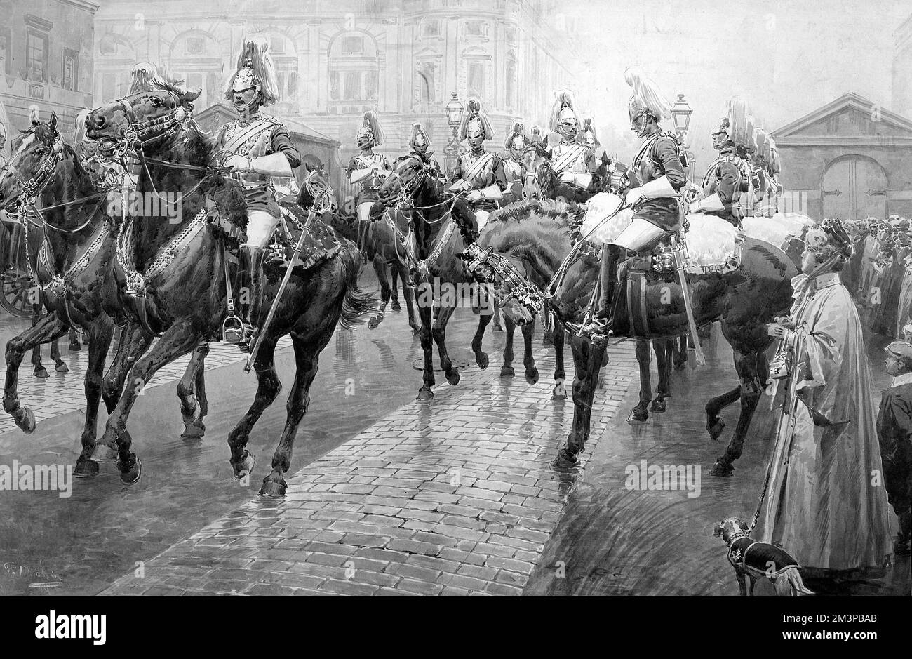 Relève de la garde dans Horse Guards Parade, Londres. Banque D'Images