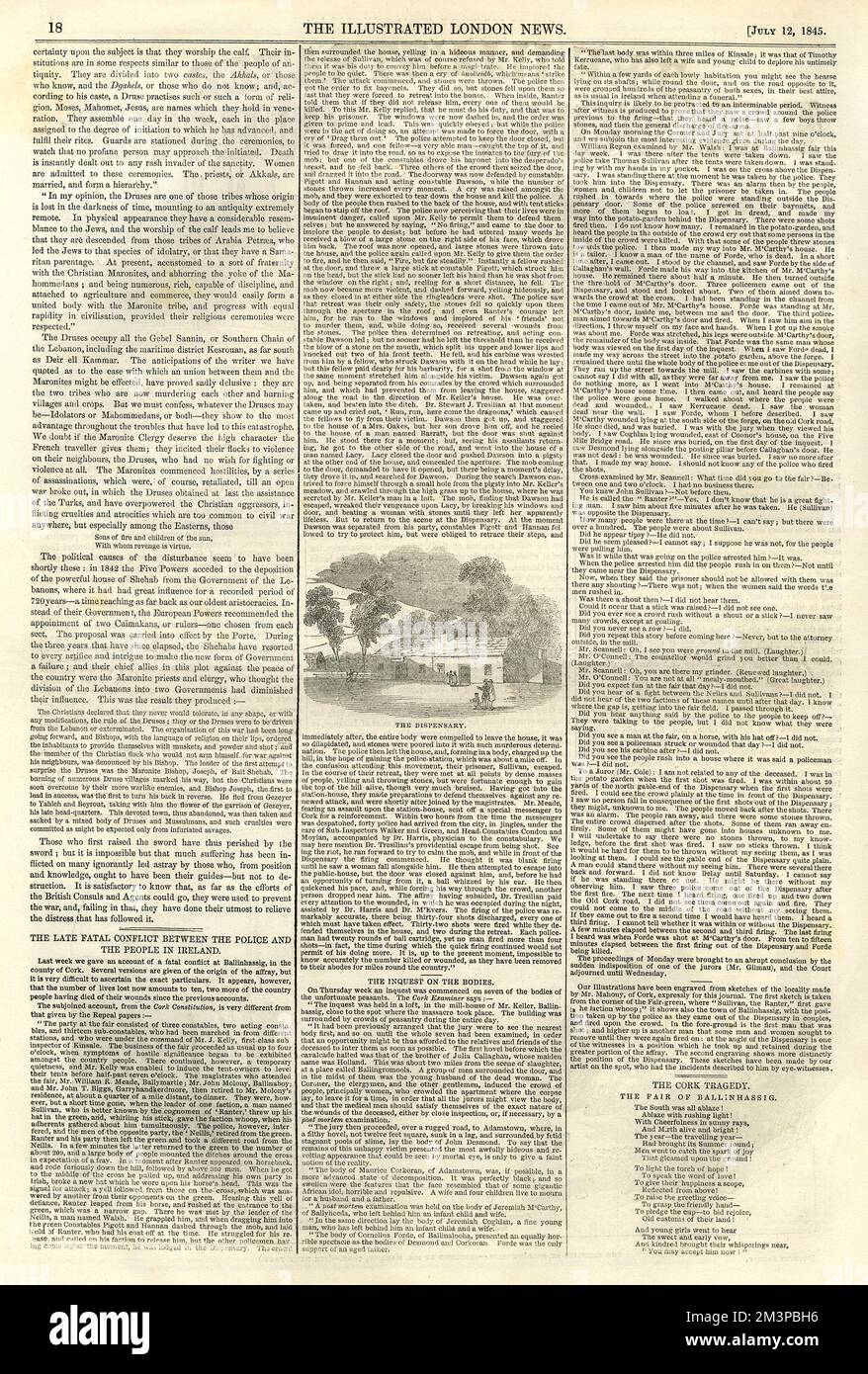 Illustrated London News, 12 juillet 1845, page 2 Banque D'Images
