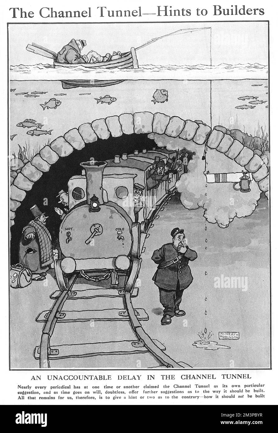 Le tunnel sous la Manche - conseils aux constructeurs, Heath Robinson Banque D'Images