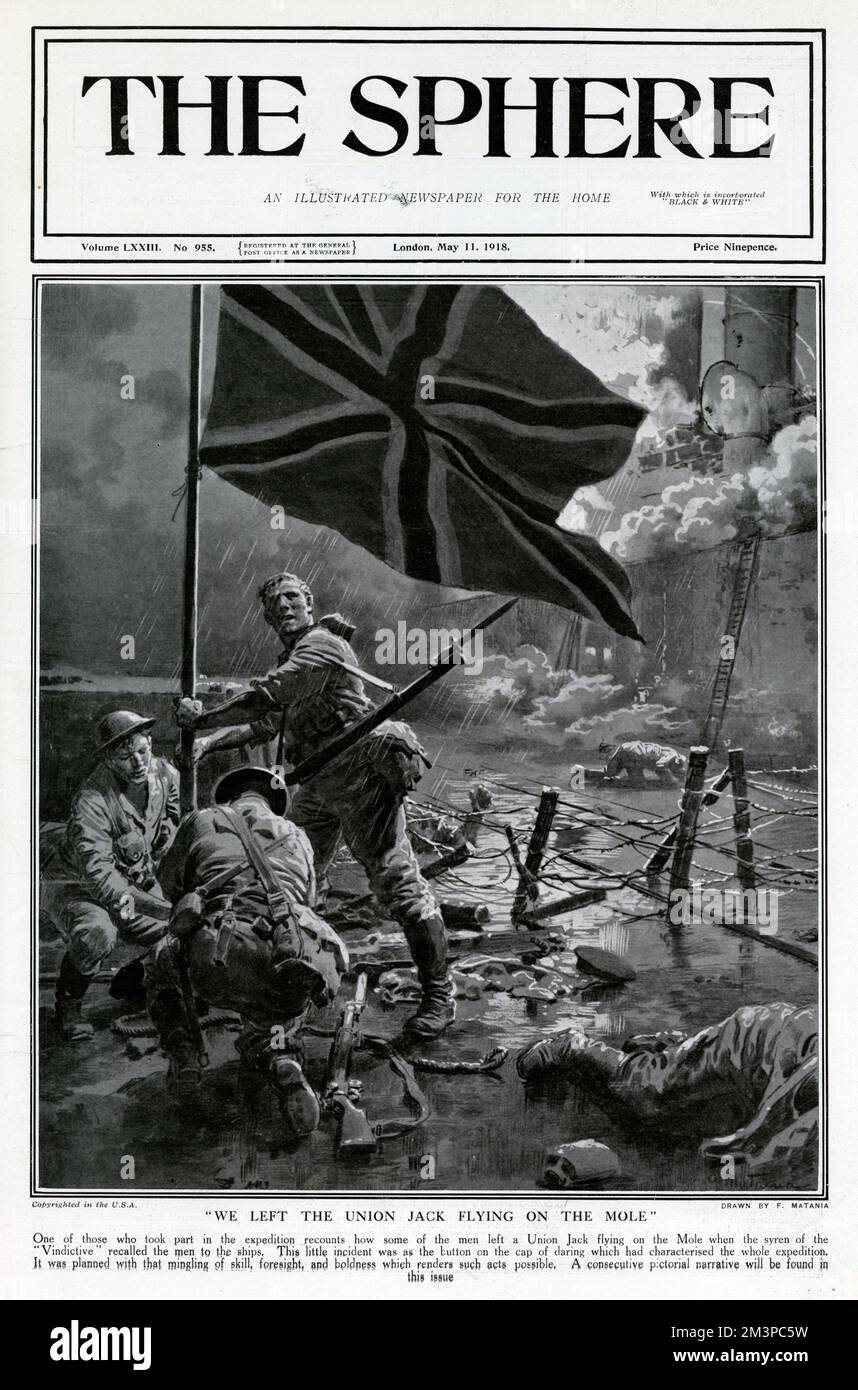 Couverture de sphère - raid de Zeebrugge, drapeau de l'Union de correction d'équipage, WW1 Banque D'Images
