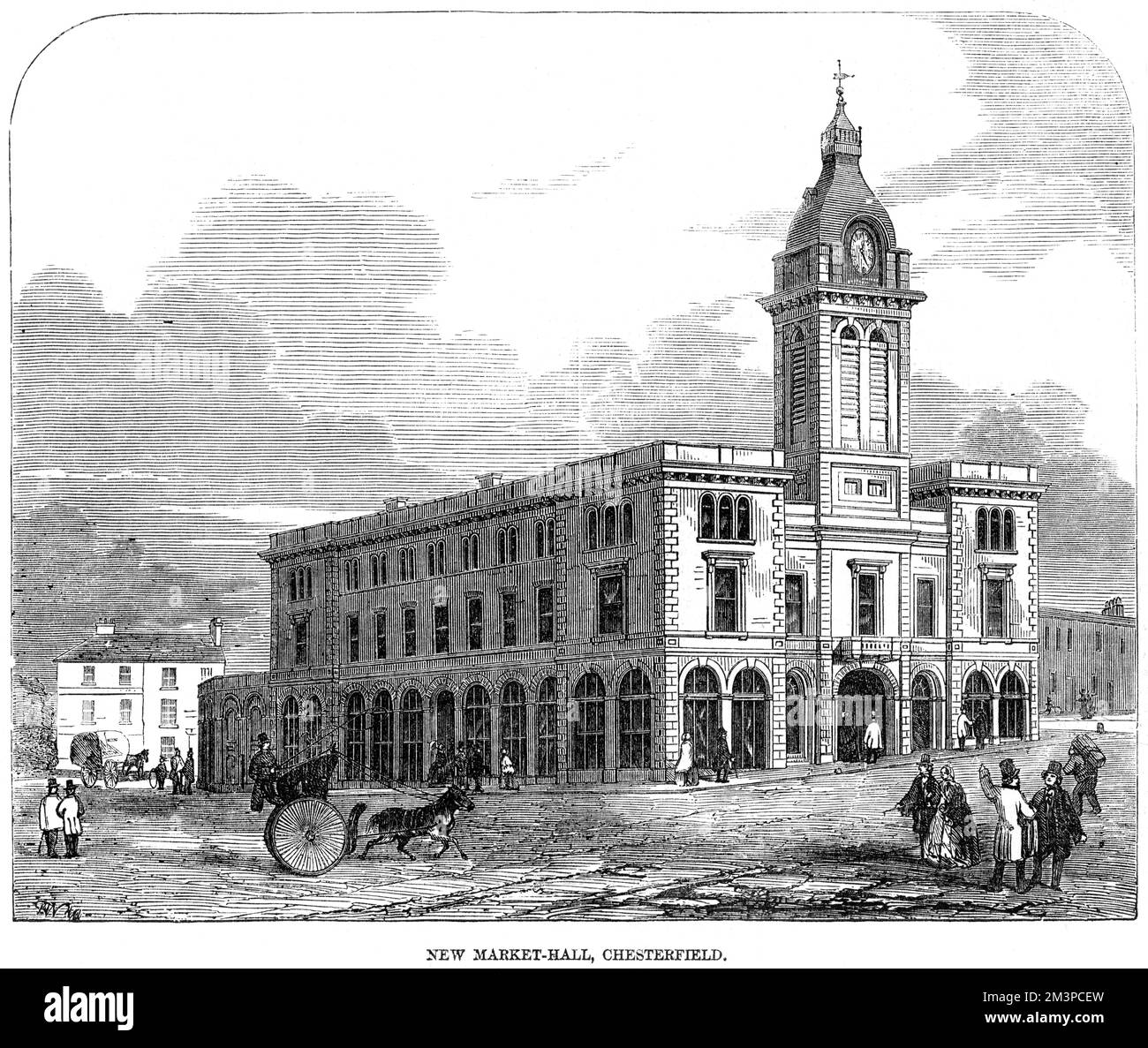 Chesterfield Market Hall, Derbyshire, récemment construit en 1857. Date: 1857 Banque D'Images