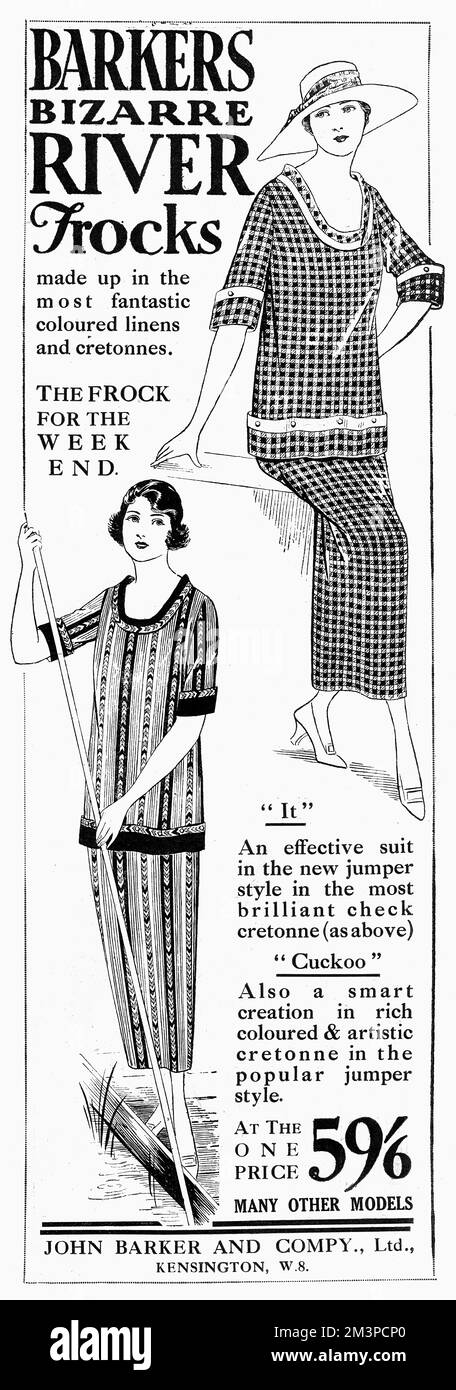 Floues de rivière, robes pour la navigation de Barkers, 1919 annonce Banque D'Images