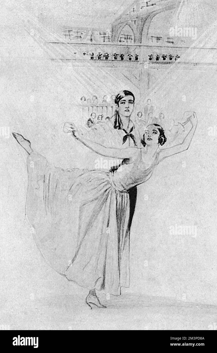 Cortez et Peggy, les artistes de cabaret dansant qui, en 1924, après une résidence réussie au Rector's à Paris, ont continué à ravir les Londoniens à l'hôtel Metropole. Date: 1924 Banque D'Images