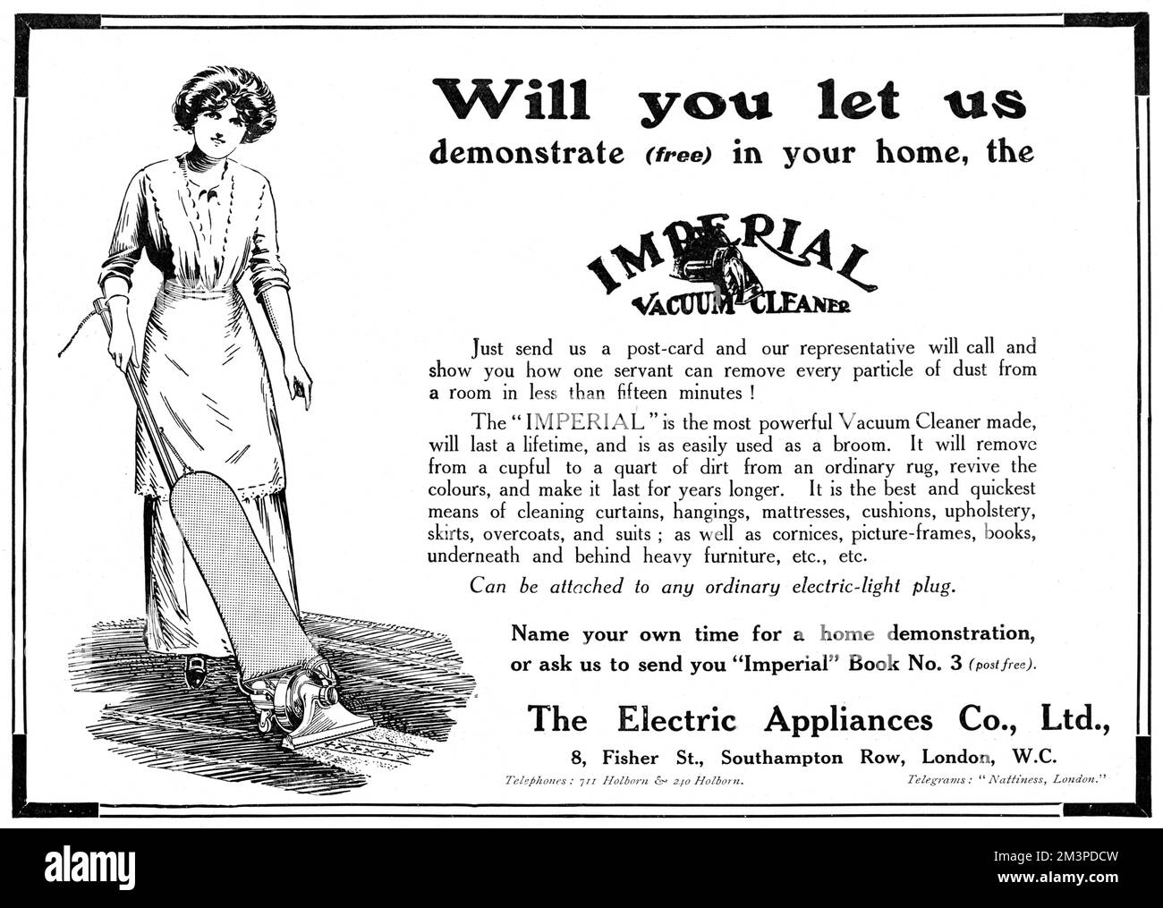 Publicité impériale pour les aspirateurs, 1914 Banque D'Images