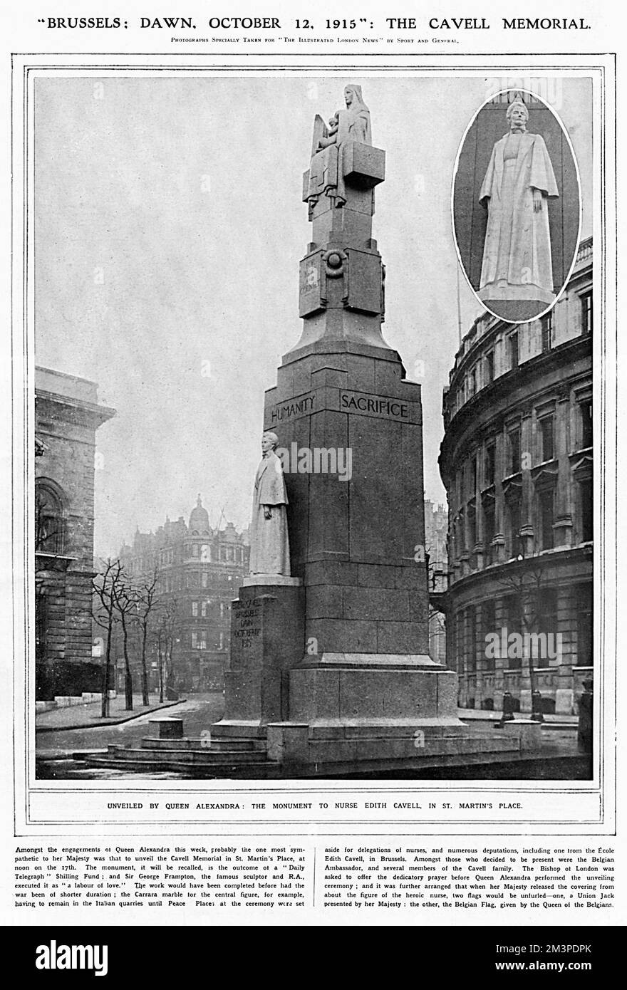 Monument à l'infirmière Edith Cavell à la place de Martin Banque D'Images