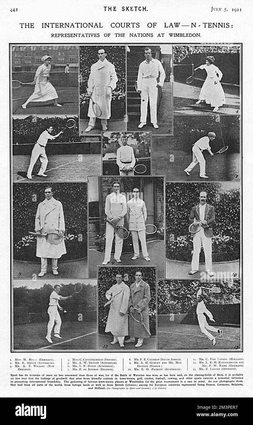 Joueurs de tennis internationaux à Wimbledon, 1911 Banque D'Images