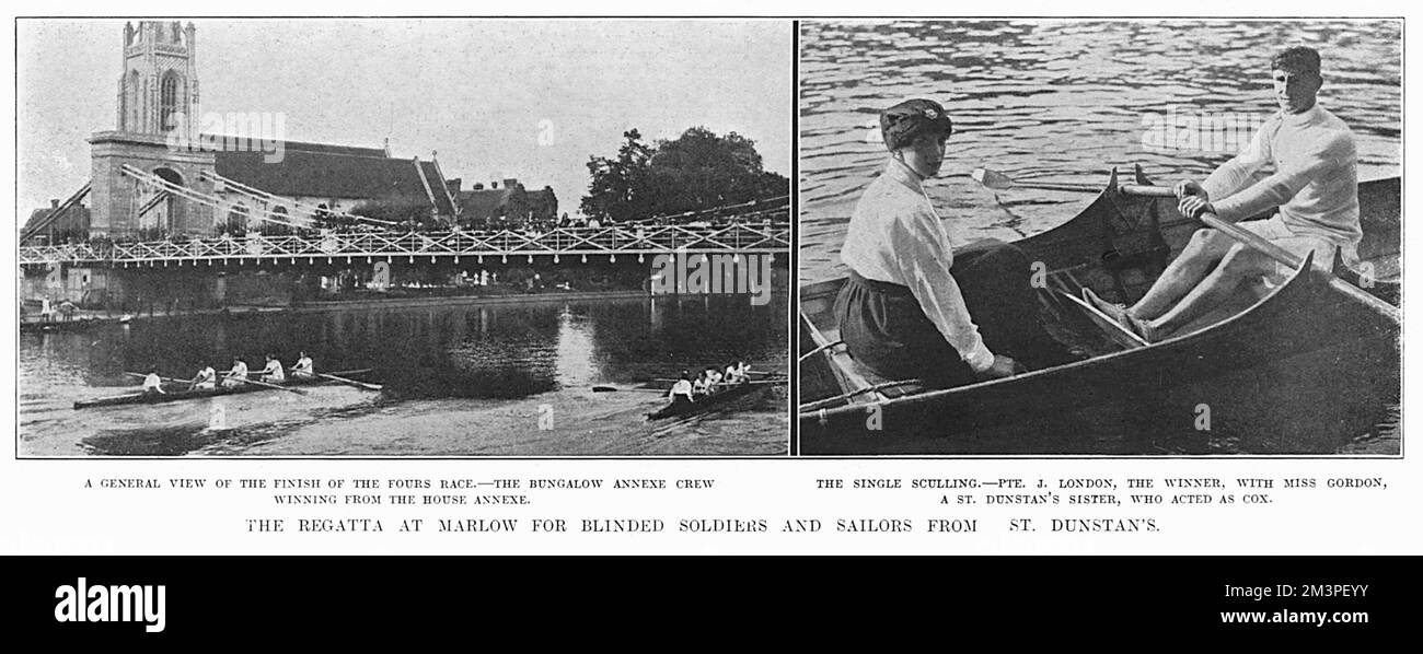 Régate à Marlow pour les soldats aveuglés et marins, WW1 Banque D'Images