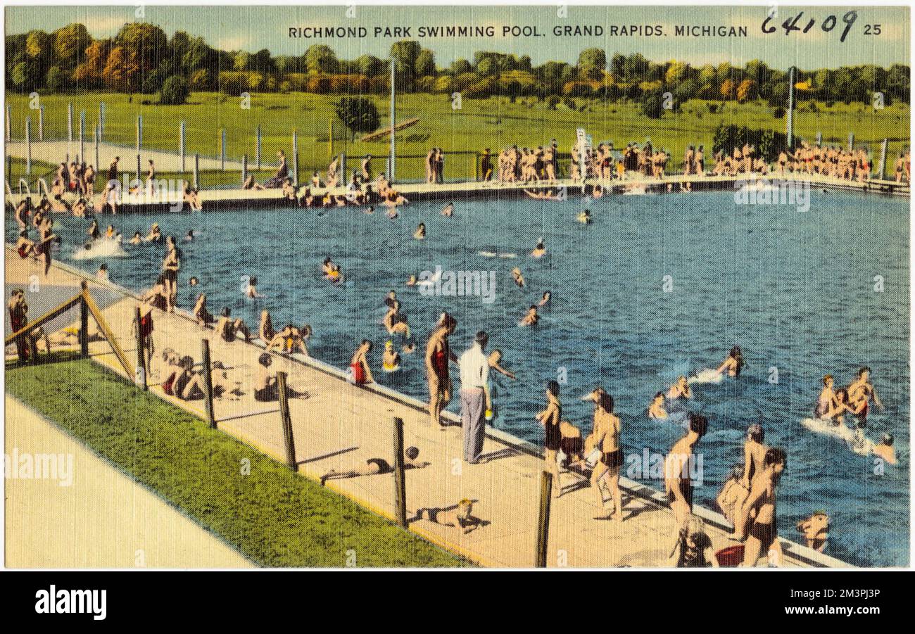 Piscine de Richmond Park, Grand Rapids, Michigan, installations sportives et récréatives, Collection Tichnor Brothers, cartes postales des États-Unis Banque D'Images