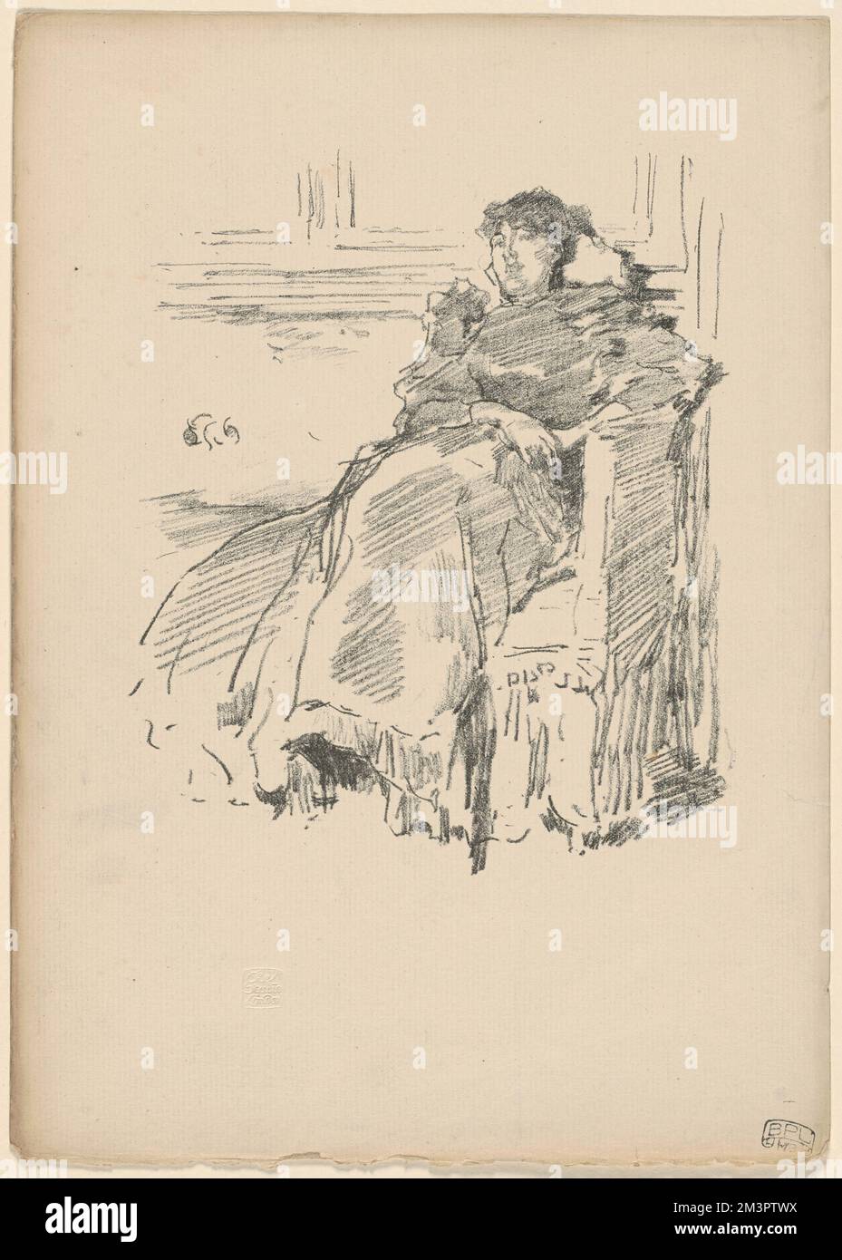 La robe rouge , assis, conjoints, Whistler, Beatrice, 1857-1896. James McNeill Whistler (1834-1903). Lithographies Banque D'Images