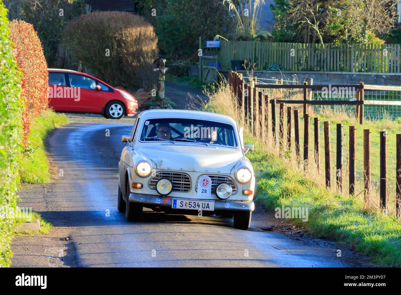 Middleshaw, Écosse - 05 décembre 2022 : 1968 Volvo 122S en compétition dans le héros le Jog Land à l'essai de fiabilité John O'Groats Banque D'Images