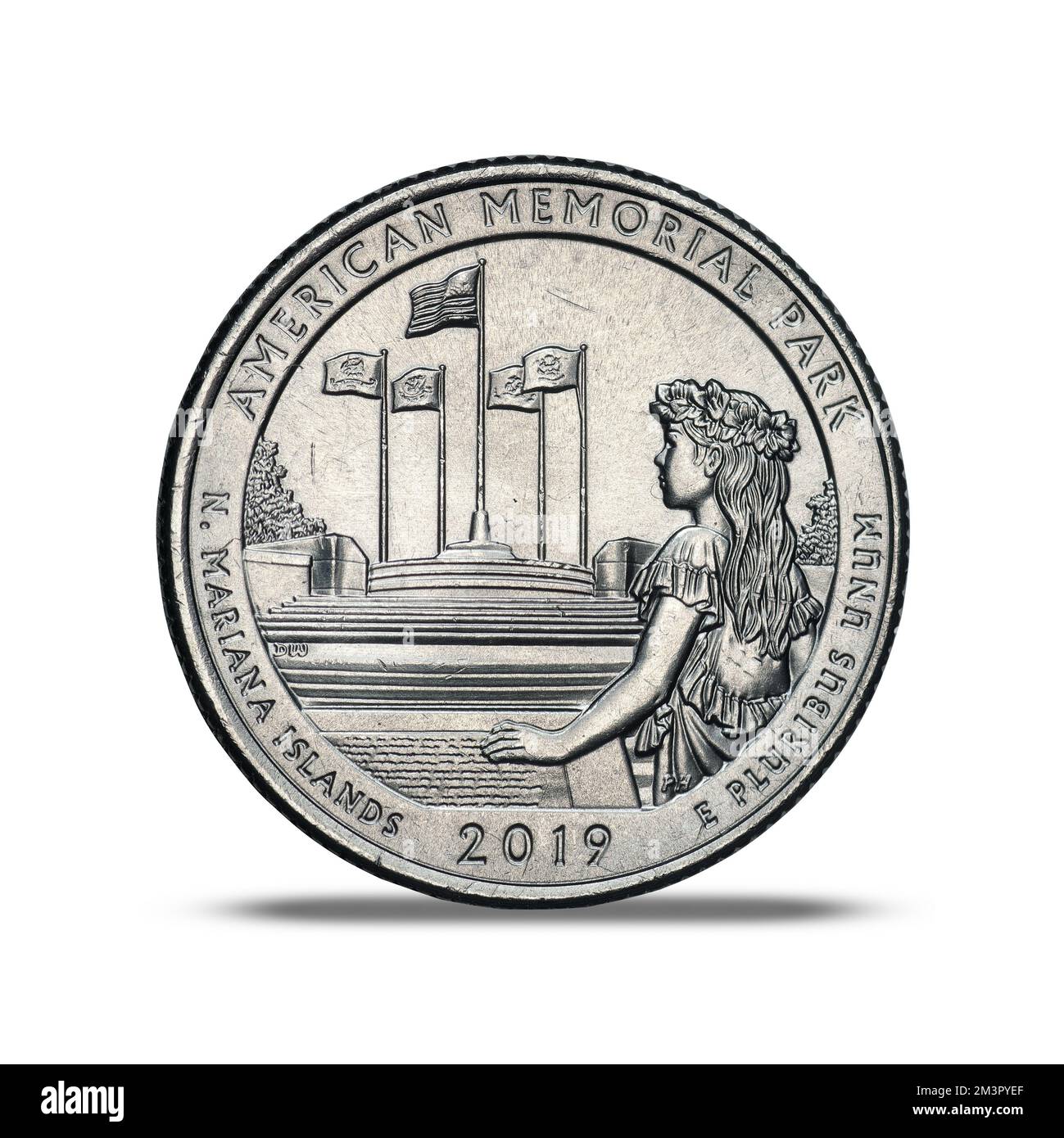2019 pièces de monnaie du parc commémoratif américain sur fond blanc Banque D'Images