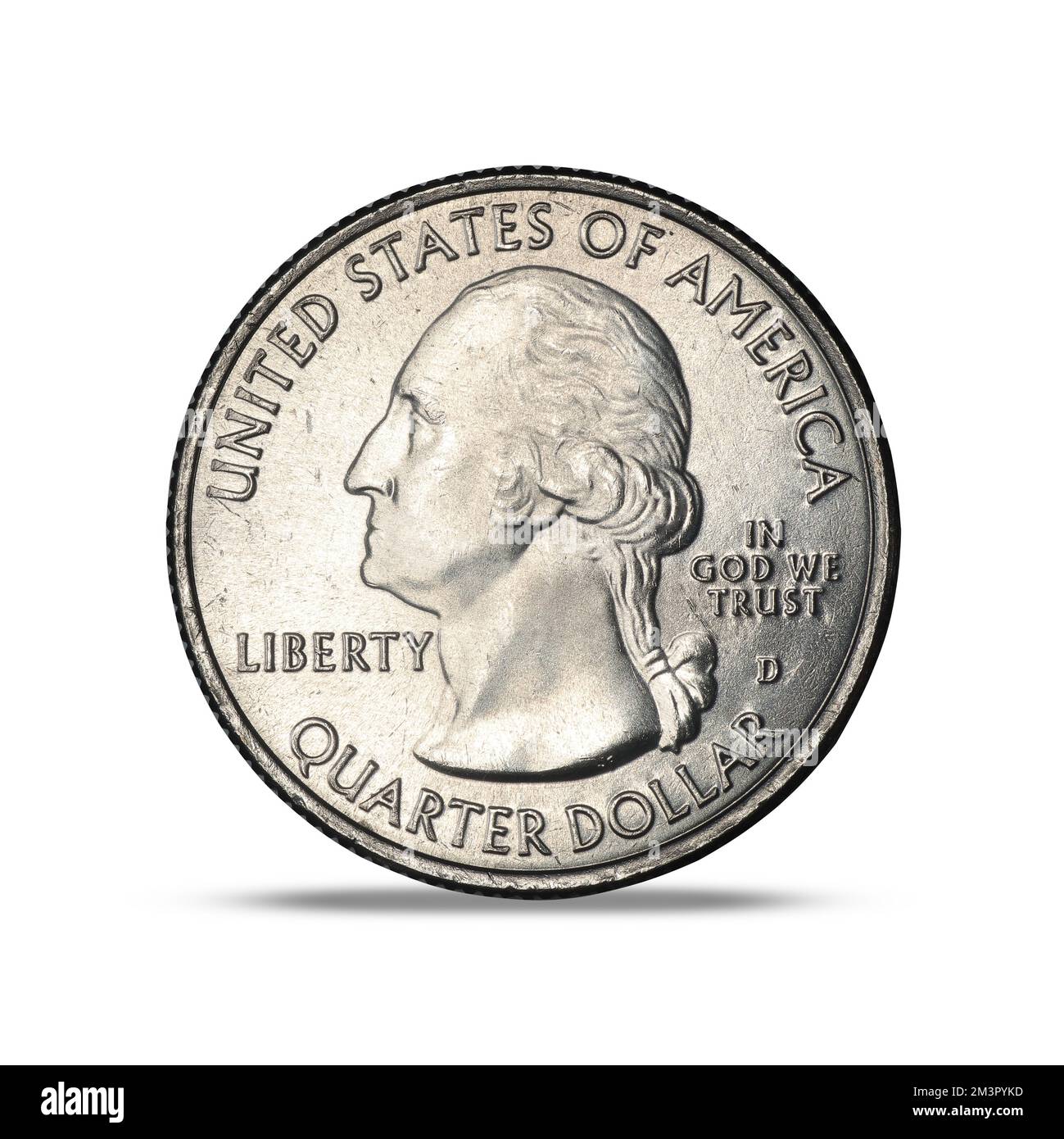 25 cents 2019 parc commémoratif américain sur fond blanc Banque D'Images