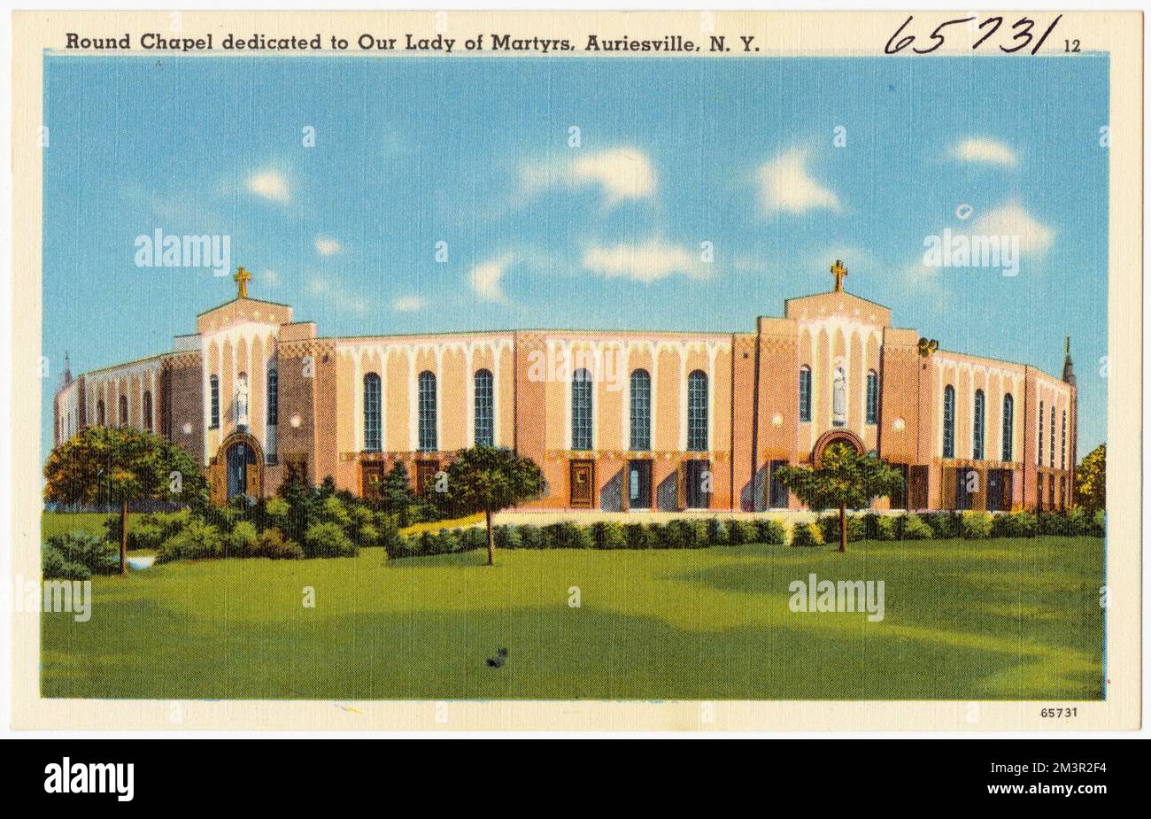 Chapelle ronde dédiée à notre Dame des Martyrs, Auriesville, N. Y. , installations religieuses, Collection des frères Tichnor, Cartes postales des États-Unis Banque D'Images