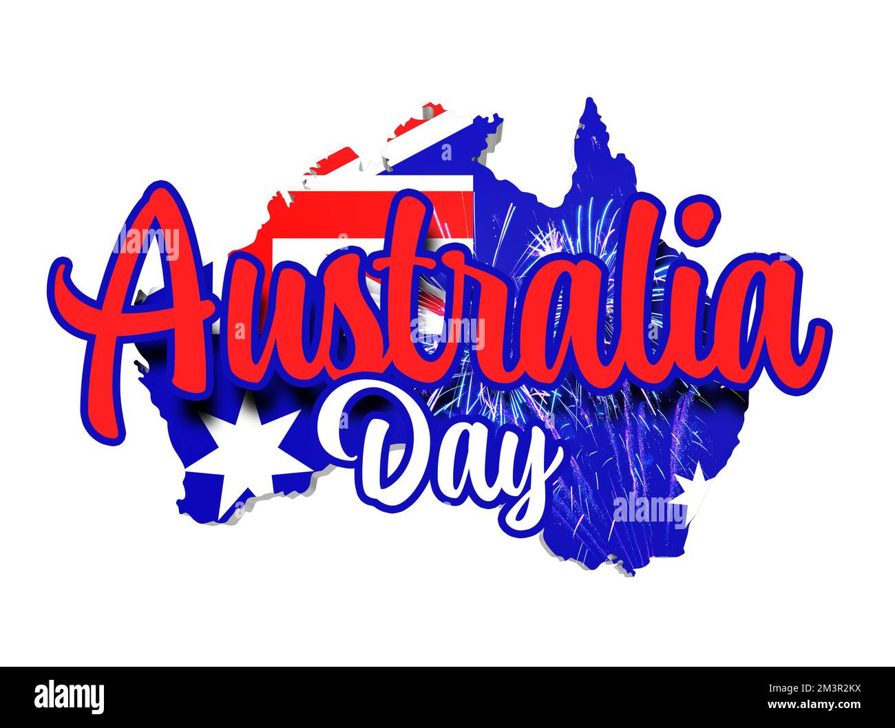 australia Day - 26th janvier - fond blanc - 3D rendu Banque D'Images