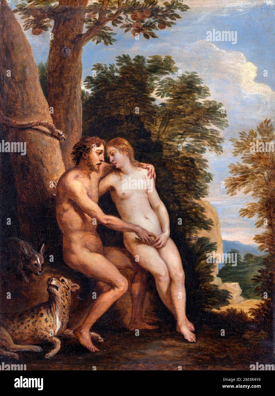 Adam et Eve par David Teniers le plus jeune (1610-1690), huile sur panneau, 1650s Banque D'Images