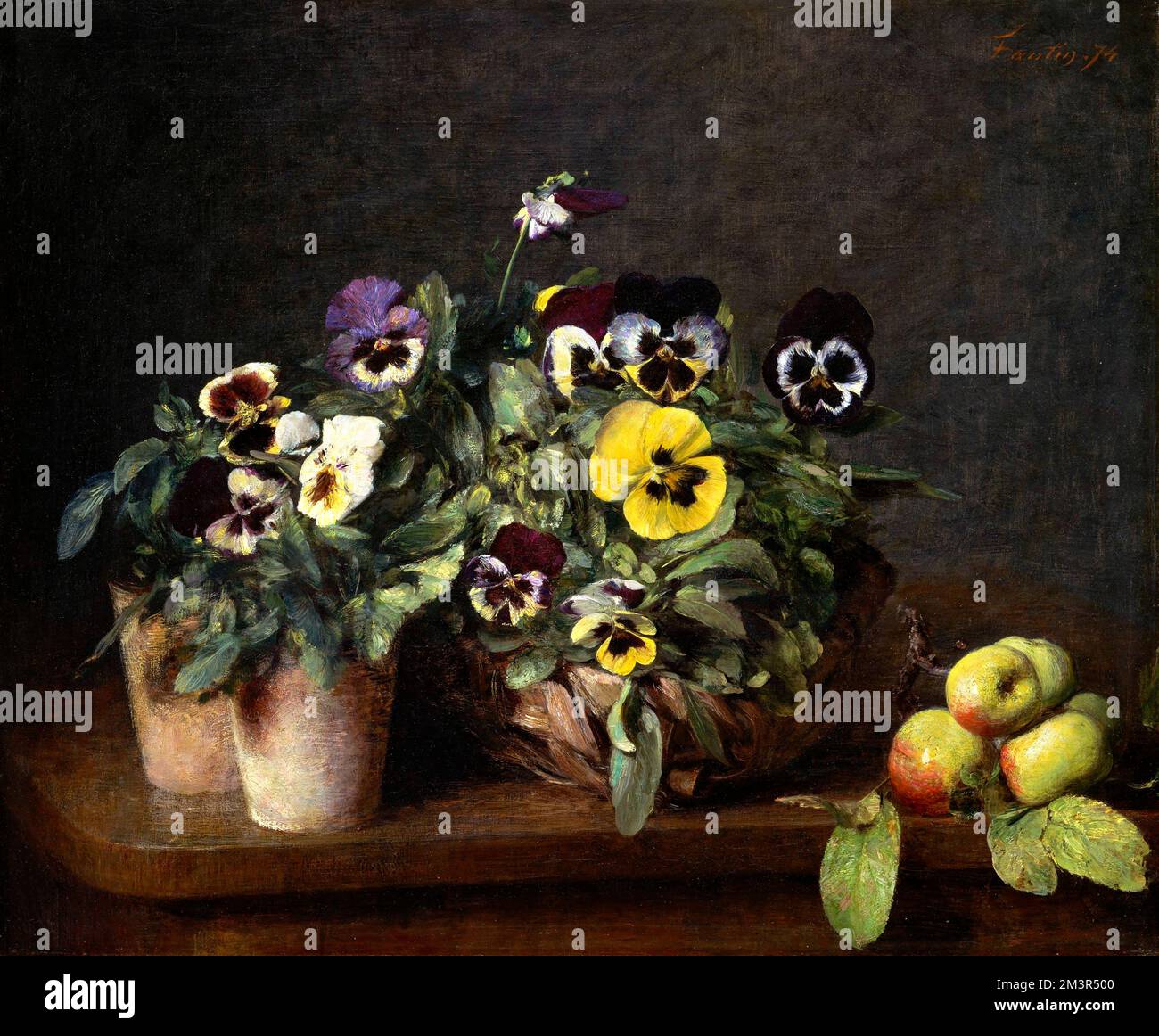 Encore la vie avec des pansies par Henri Fantin-Latour (1836-1904), huile sur toile, 1874 Banque D'Images