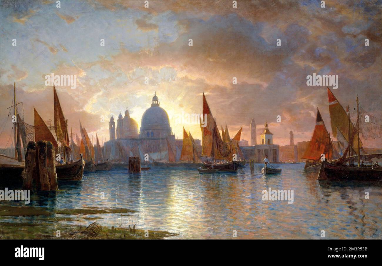 Santa Maria della Salute, coucher de soleil par William Stanley Haseltine (1835-1900), huile sur toile, c. 1867 Banque D'Images