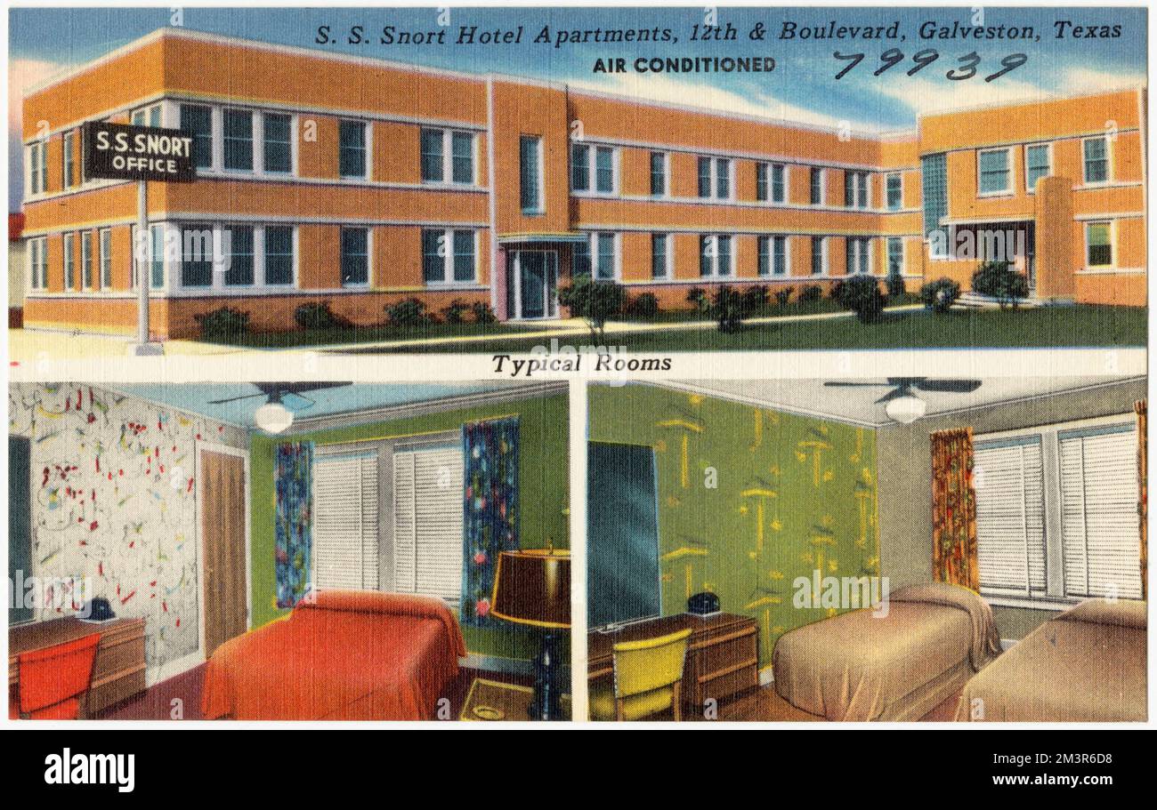 S. Snort Hotel Apartments, 12th & Boulevard, Galveston, Texas , Hôtels, Tichnor Brothers Collection, cartes postales des États-Unis Banque D'Images