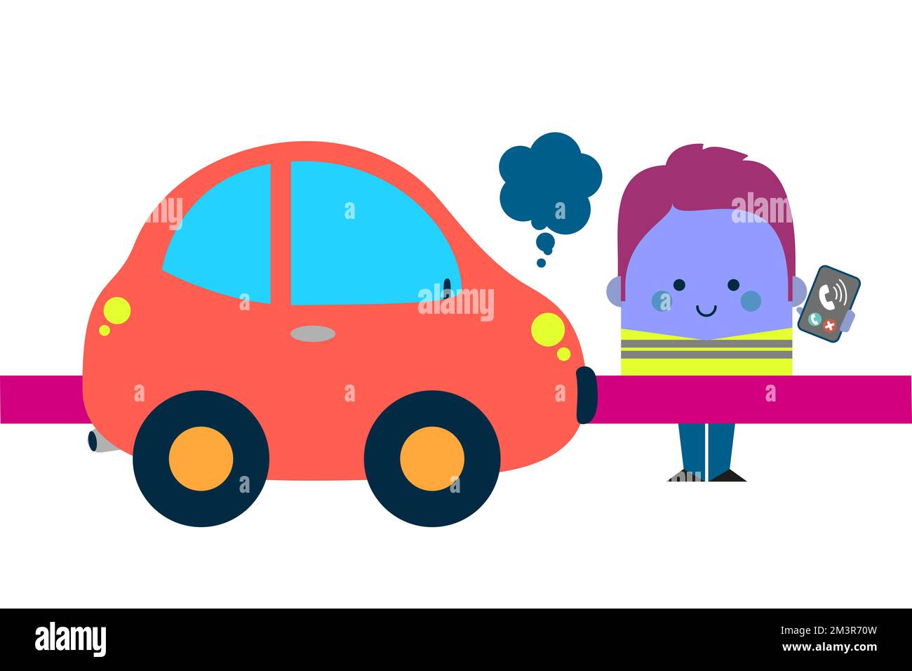 Illustration d'une panne de voiture - faits vie attitude thème de conception Banque D'Images