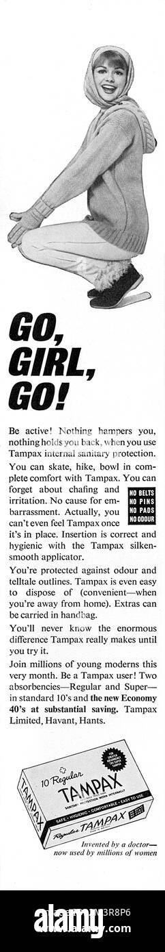 Publicité Tampax, 1965 Banque D'Images