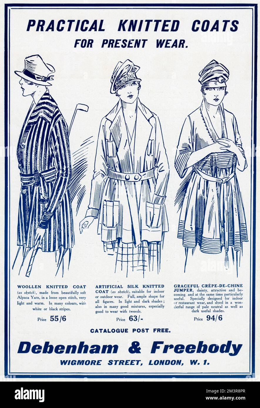 Annonce dans manteaux tricotés Debenham & Freebody 1917 Banque D'Images