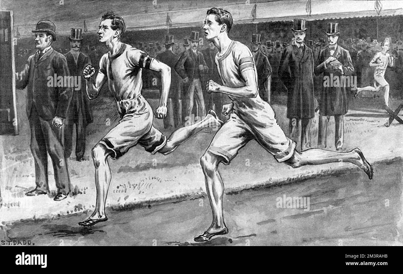 Page de l'Illustrated Sporting and Dramatic News, illustrant Freemantle en train de courir la course de trois miles Date: 1897 Banque D'Images
