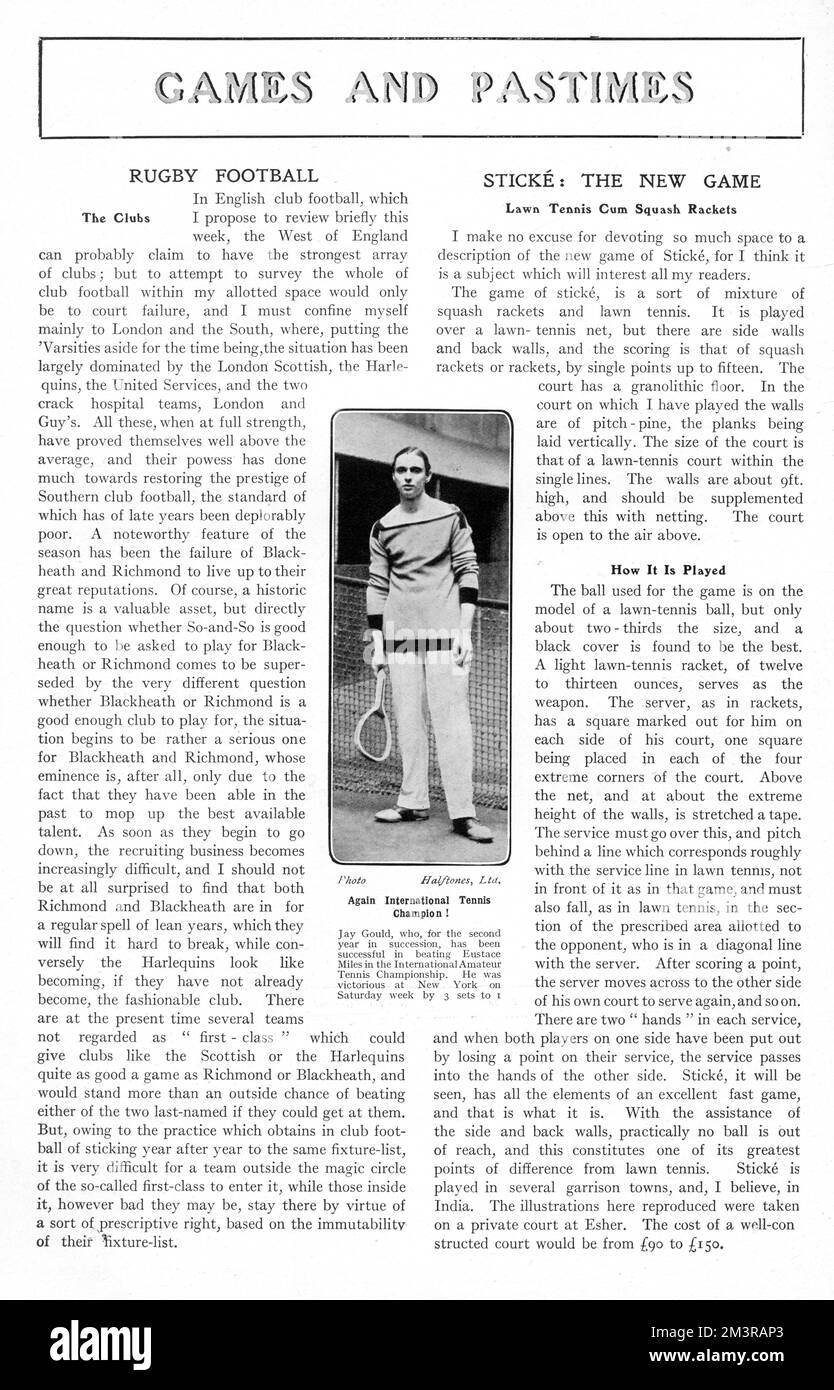 Article sur le nouveau jeu Stické et Rugby Football Banque D'Images