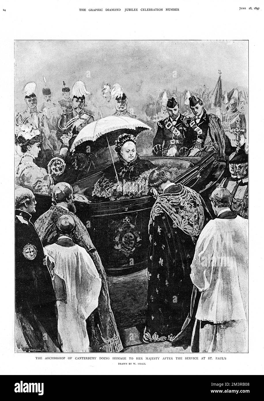 Archevêque de Canterbury rendant hommage à la reine Victoria après le service à la cathédrale Saint-Paul lors de ses célébrations du Jubilé le 20 juin 1897. Date : 20 juin 1897 Banque D'Images