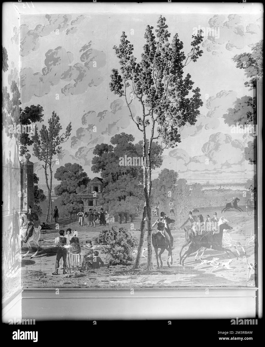 Salem, 13 Washington Square, papier peint, maison John Andrew , Maisons, intérieurs, Fonds d'écran. Collection de négatifs sur plaque de verre de Frank cousins Banque D'Images