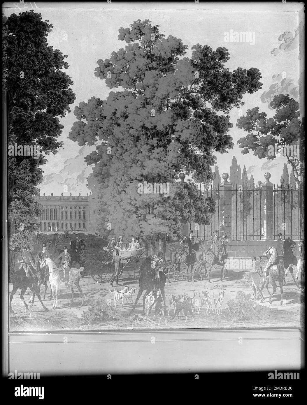 Salem, 13 Washington Square, papier peint, maison John Andrew , Maisons, intérieurs, Fonds d'écran. Collection de négatifs sur plaque de verre de Frank cousins Banque D'Images