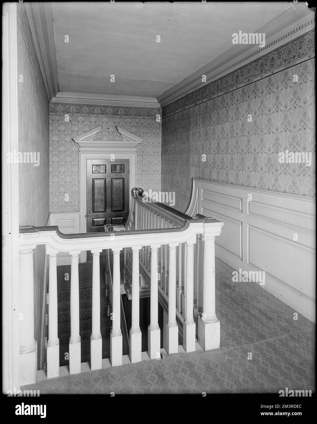 Salem, 188 Derby Street, hall supérieur, maison Simon Forrester , Maisons, intérieurs, passages, Fonds d'écran, Forrester, Simon, 1784-1817. Collection de négatifs sur plaque de verre de Frank cousins Banque D'Images