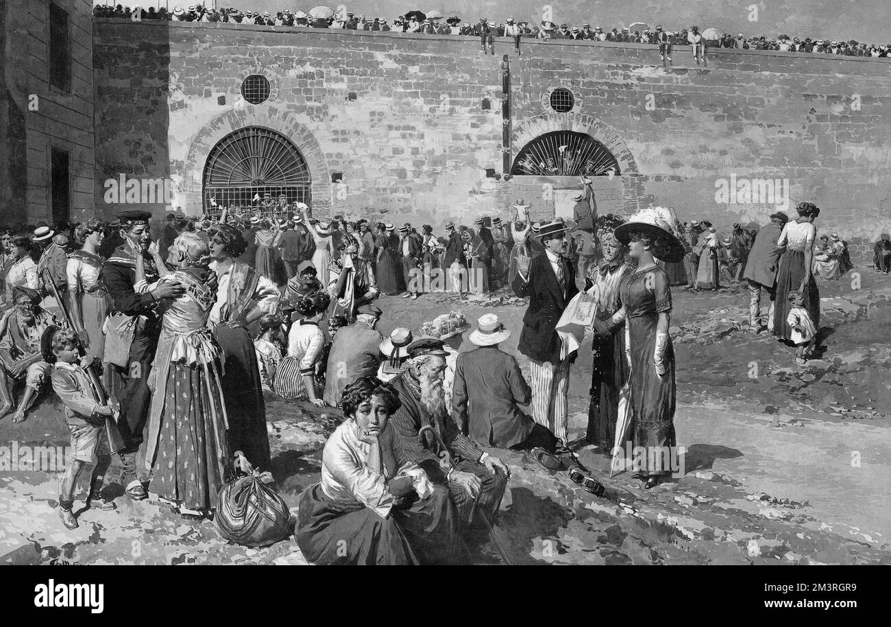 Guerre turco-italienne - adieu aux femmes et aux familles, par Matania Banque D'Images