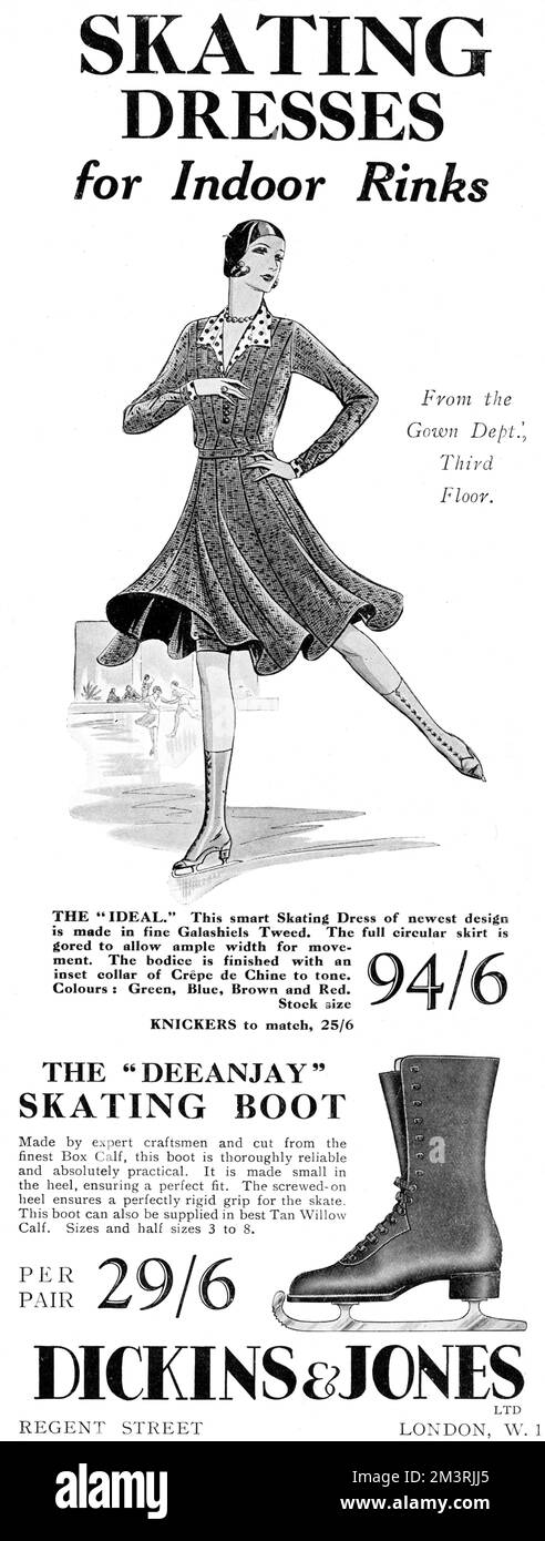 Robe de patinage à Dickins et Jones Advertisement Banque D'Images
