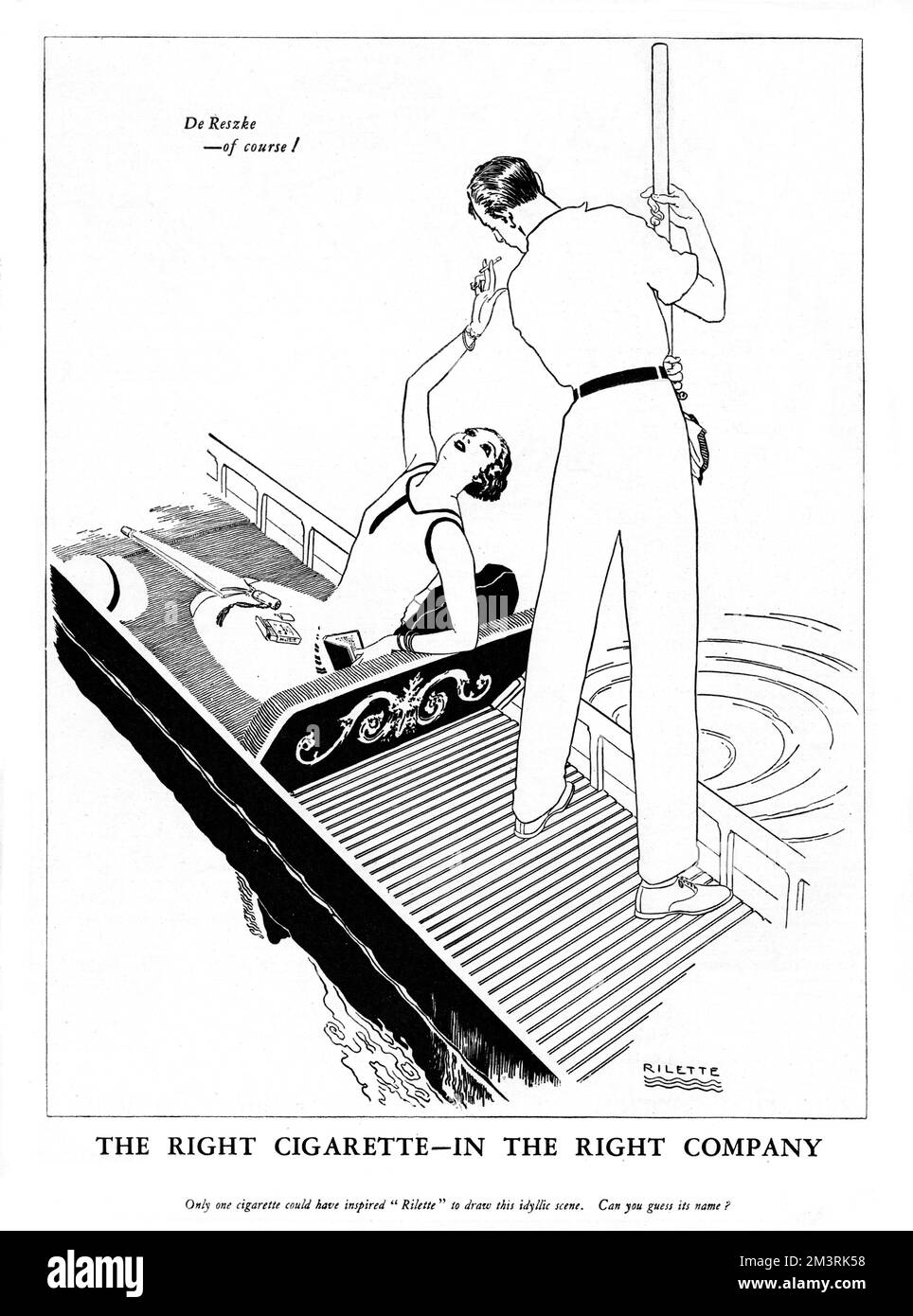 "Une seule cigarette aurait pu inspirer Rilette pour dessiner cette scène idyllique. Pouvez-vous deviner son nom ? » 1928 Banque D'Images
