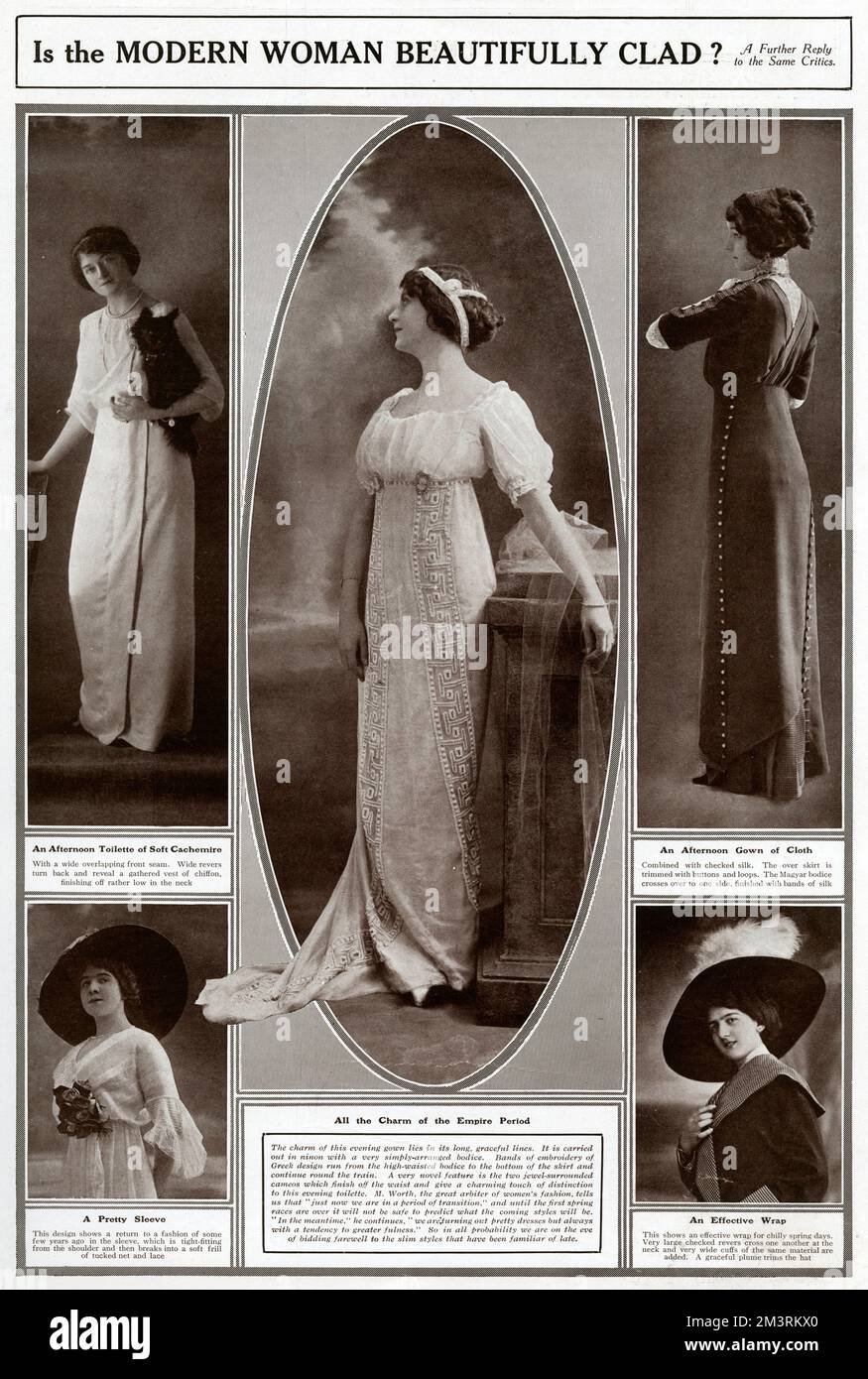 Femmes modèles portant des robes de printemps simples pour l'après-midi et le soir. Mars 1912 Banque D'Images