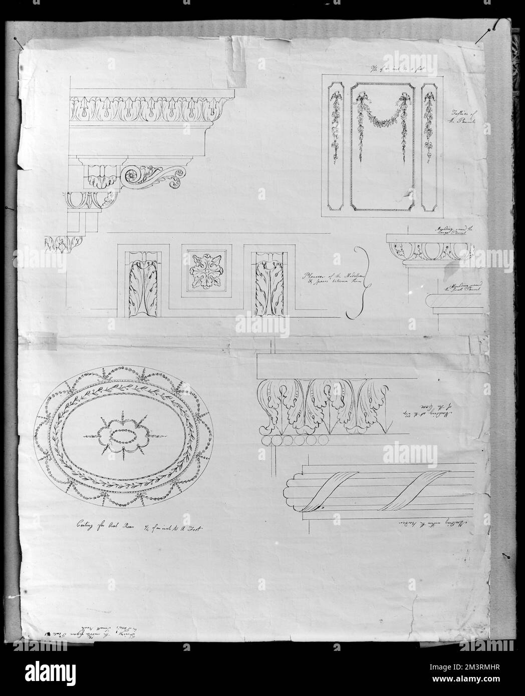 Salem, Derby Square, Elias Hasket Derby House, cartes et plans, décorations intérieures, plan numéro 101 , Maisons, plans, décorations et ornements architecturaux, Derby, Ezéchiel H. Ezekiel Hersey, 1772-1852. Collection de négatifs sur plaque de verre de Frank cousins Banque D'Images