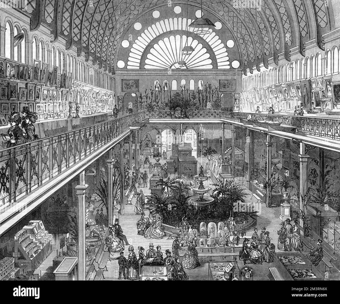 L'intérieur du bâtiment d'exposition de Sydney, construit dans le parc Prince Alfred de Sydney, photographié ici en 1872 au moment de l'exposition agricole de la Nouvelle-Galles du Sud. Date: 1872 Banque D'Images